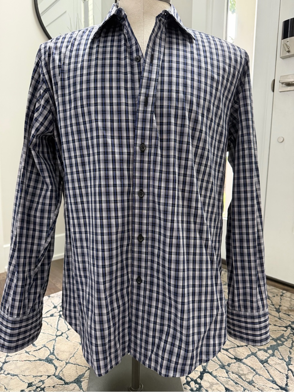Robert Graham Navy and White Check Button-Down Shirt